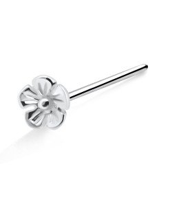 Flower Shaped Silver Straight Nose Stud NSKA-607